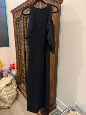 Parker Black Sleeveless Ruffle-Trim Maxi Dress